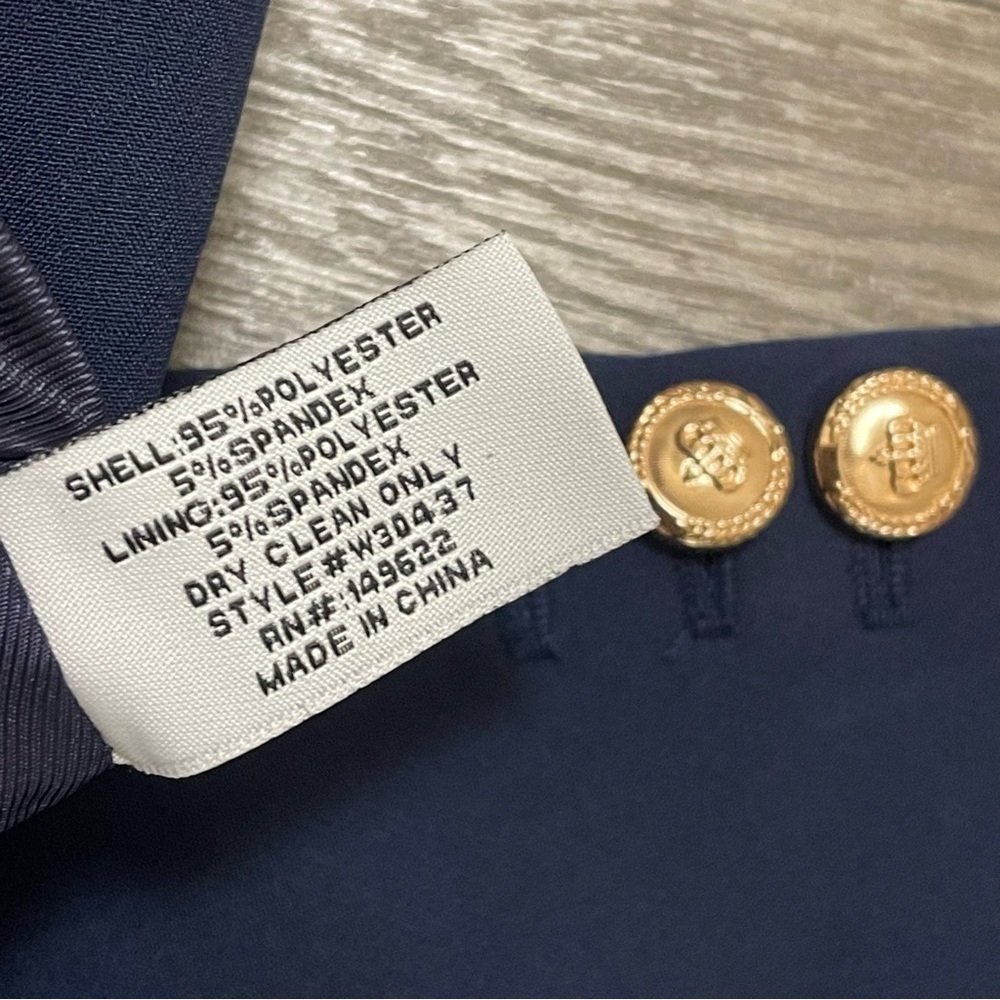 WALTER BAKER Boss Double Breasted Peak Lapel Blazer Navy Gold Buttons Blue Sz XS - Picture 10 of 10